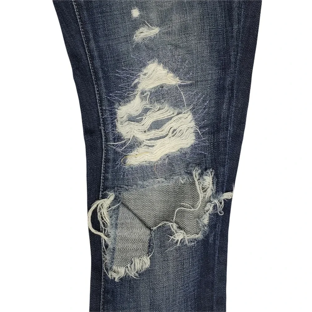 Fossil Skinny Jeans Womens Size‎ 25 Heavy Destroy Blue Distressed Denim USA Made